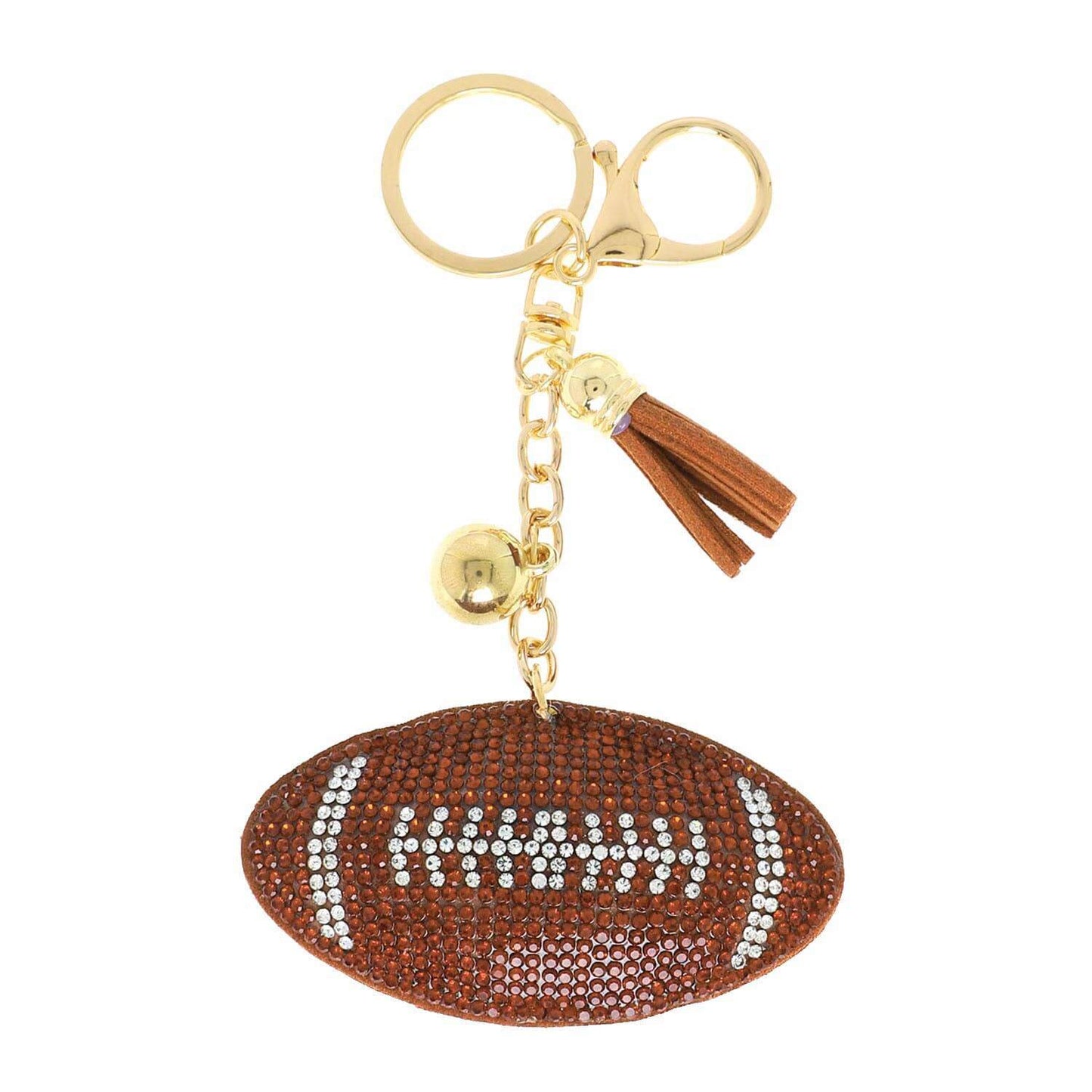 Rhinestone Studded Football Keychain w/ Tassel - Shop Alies Bouutique