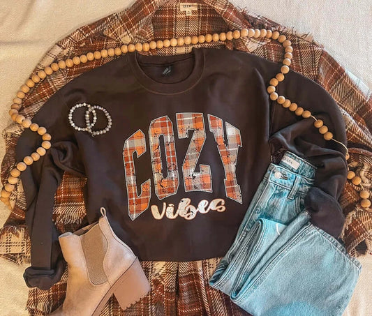 Cozy Fall Vibes- Brown Fall Gildan Sweatshirt