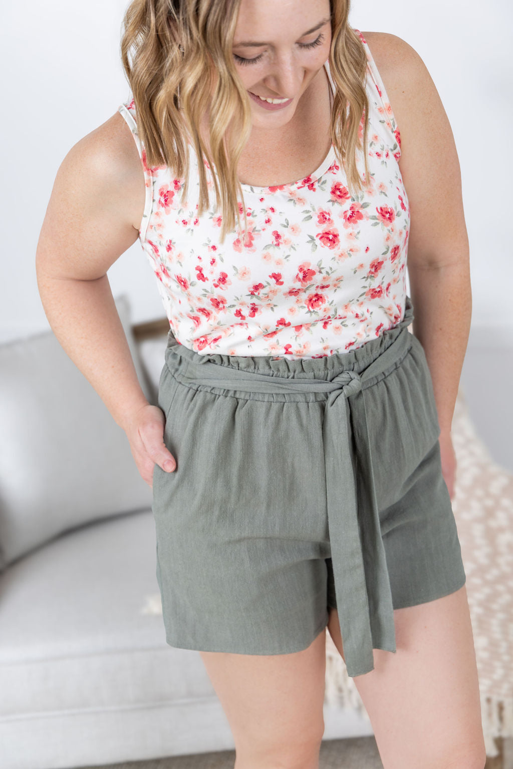 Libby Linen Shorts - Olive - Summer Sale