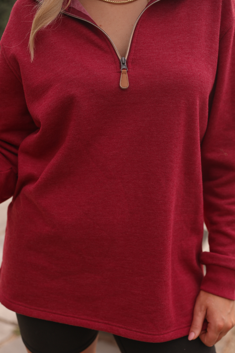 Miley Quarter Zip - Maroon Pullover
