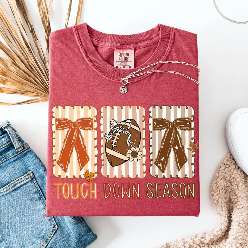 Touch Down Season Bows Graphic Tee - Alie's Boutique