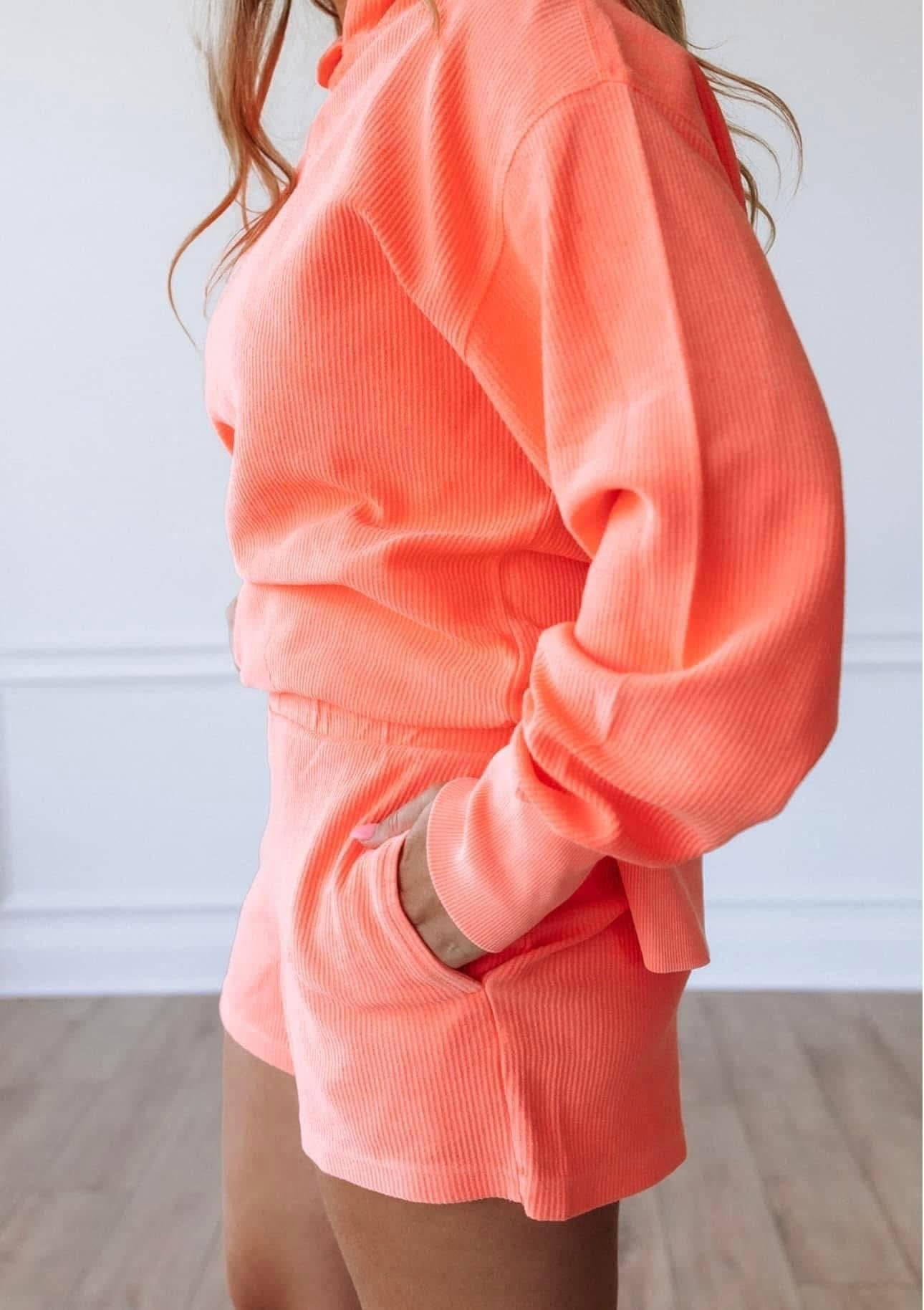 Moon Ryder - Citrus Swirl – Snow Washed Corded Hoodie & Shorts Set