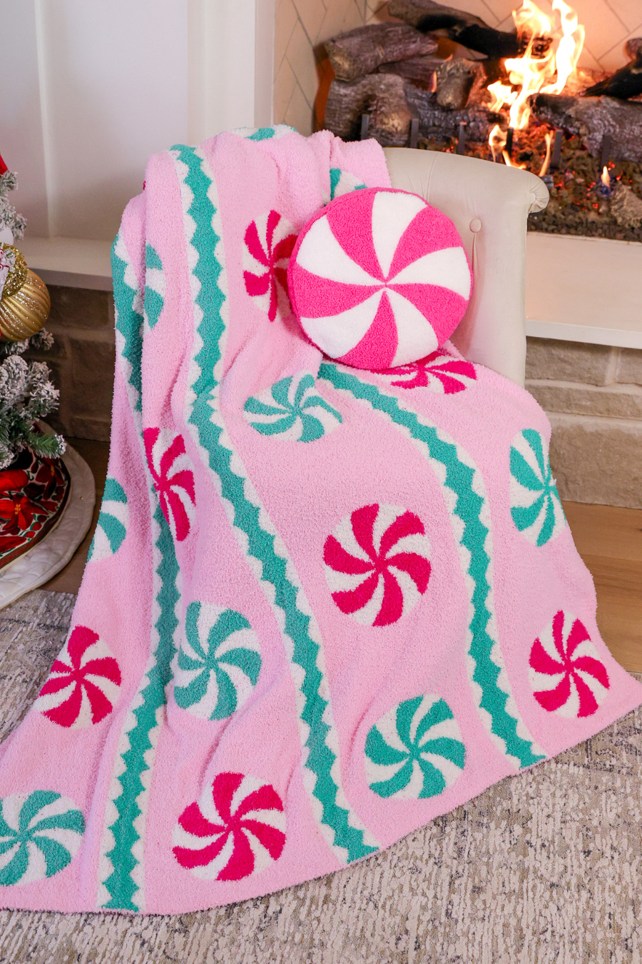 Pink Wintermint Christmas Blanket - Alie's Boutique