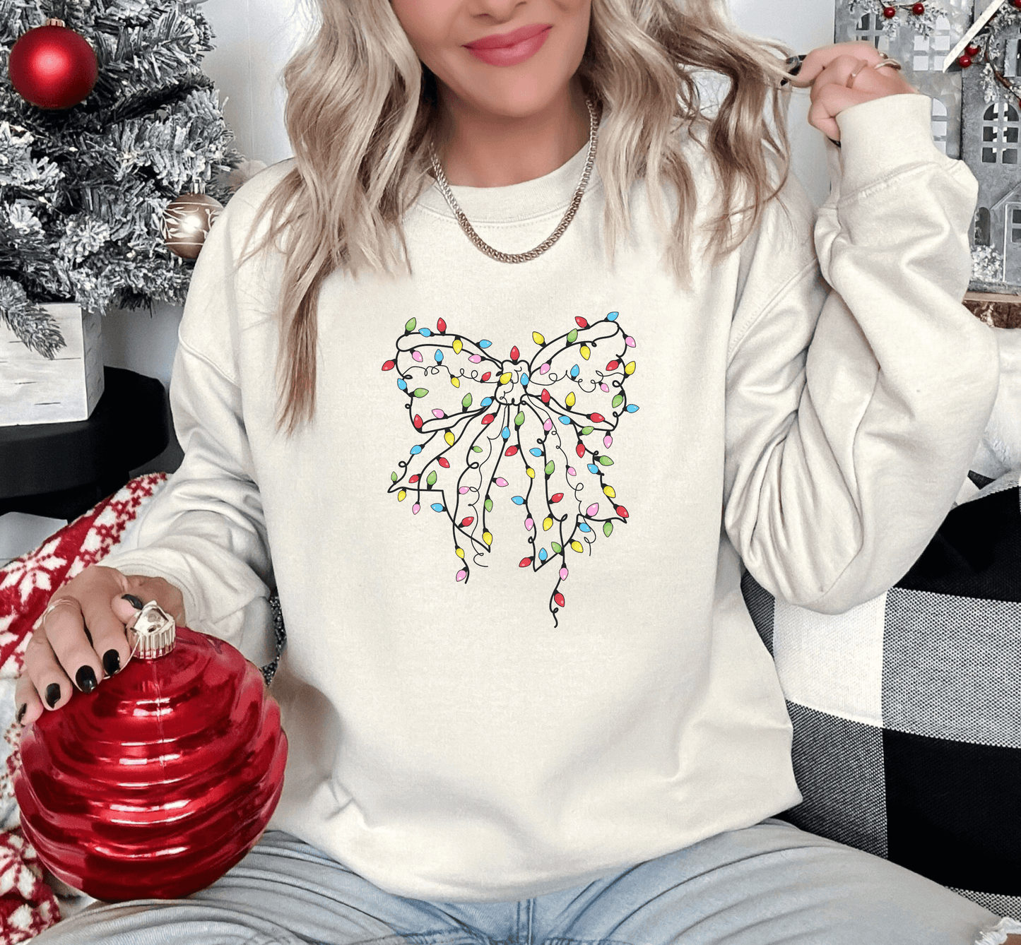 Twinkle Bow Christmas Graphic Sweatshirt