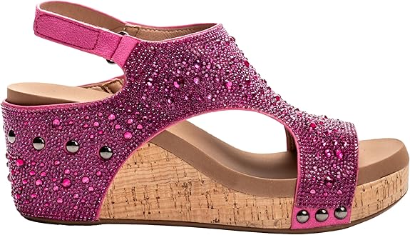 Corky's Ashley Wedge Sandal in Fuchsia Rhinestone