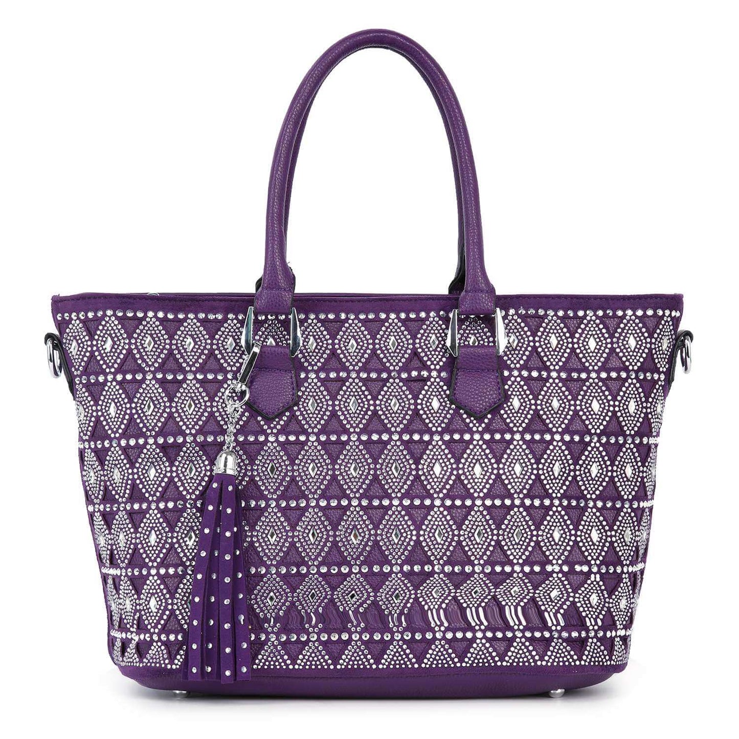 Sparkle & Shine Purple Rhinestone Tote Handbag