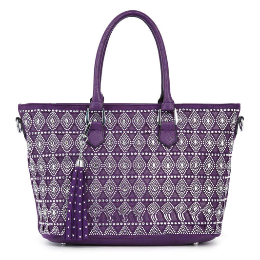 Sparkle & Shine Purple Rhinestone Tote Handbag
