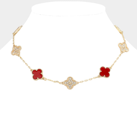 Radiant Echo - Red & Gold Necklace