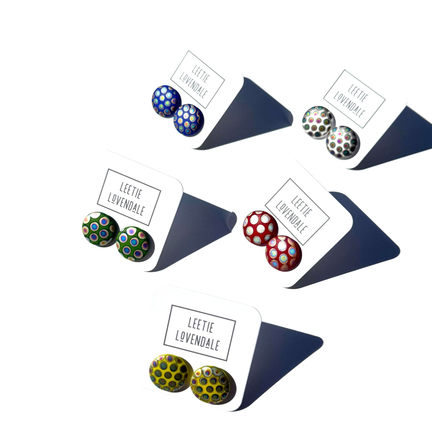 Peacock Polka Prism Stud Earrings