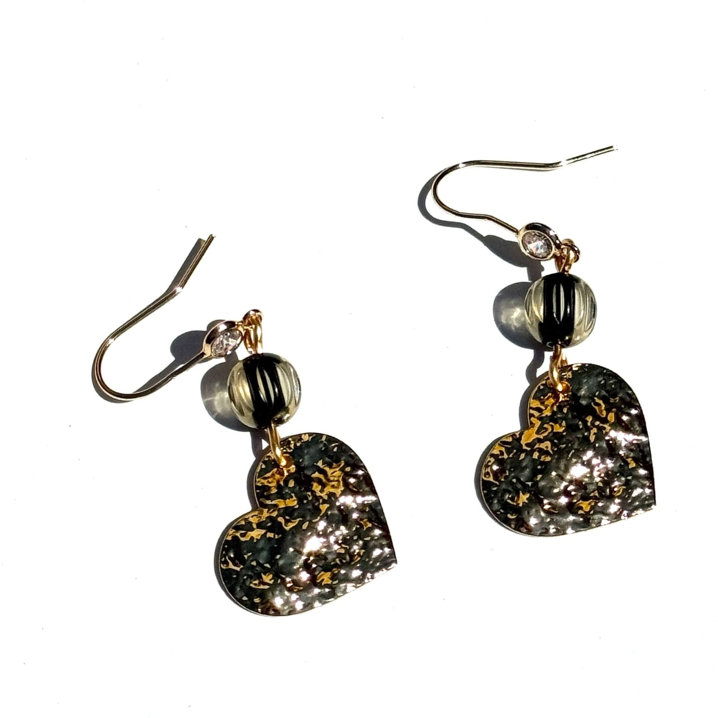 Midnight Gilded Hearts Earrings - Alie's Boutique