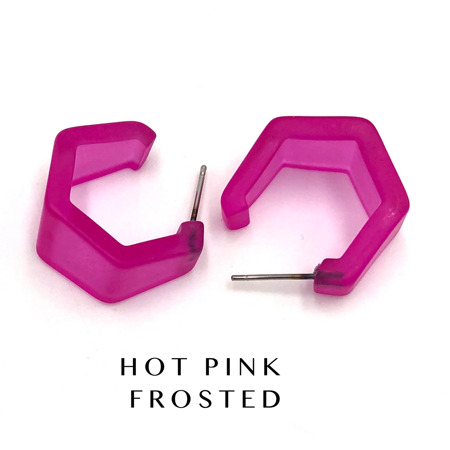 Hexagon Geo Frosted Hoop Earrings - Leetie Lovendale