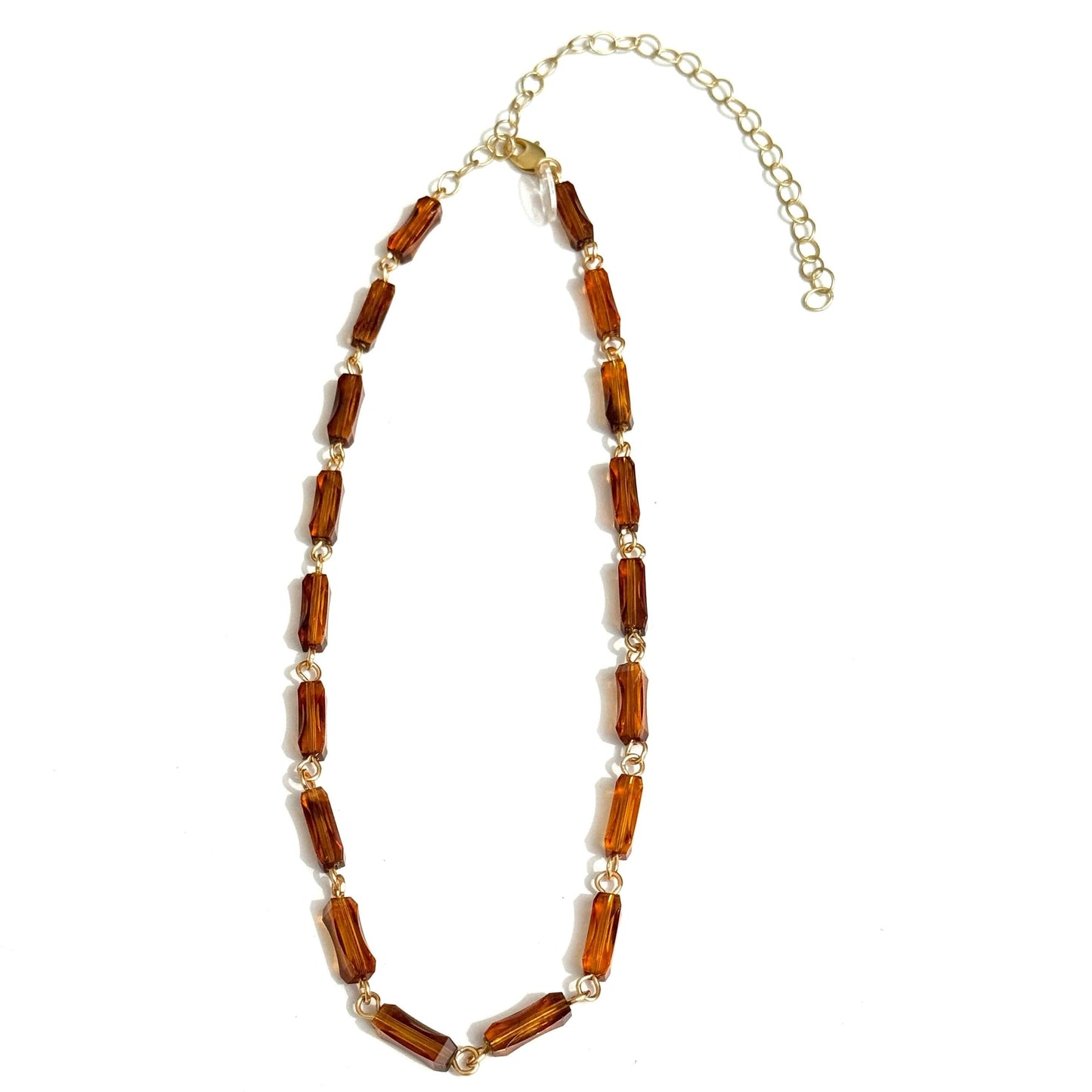 Cognac Tortoise Pinched Amelia Necklace - Alie's Boutique