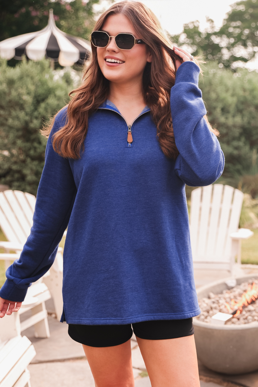 Miley Quarter Zip - Blue Pullover
