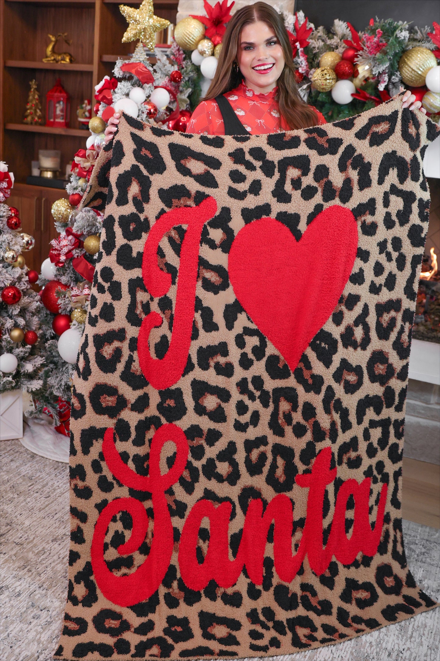 I Love Santa Leopard Blanket - Alie's Boutique