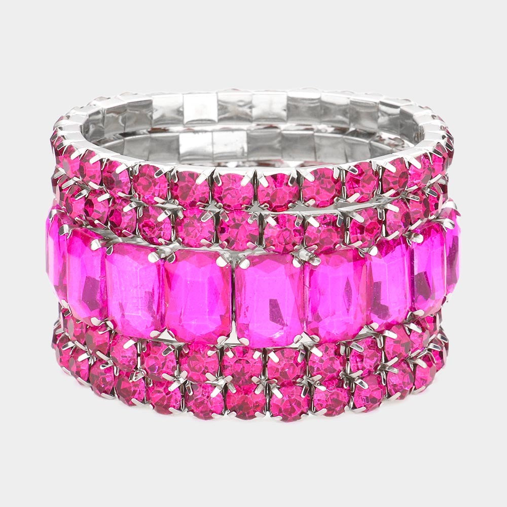 Sparkling Essence - Fuchsia Stretch Bracelet Set