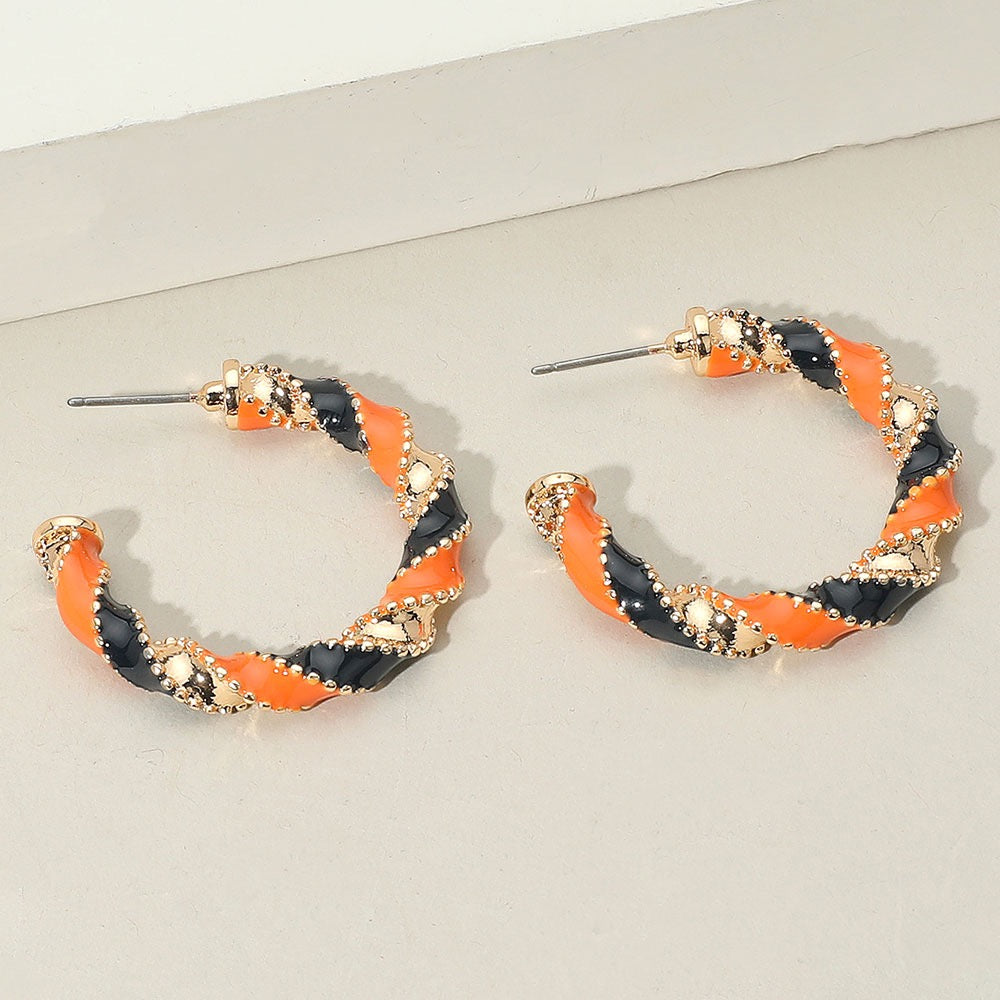 Playmaker Charm - Orange & Navy Earrings