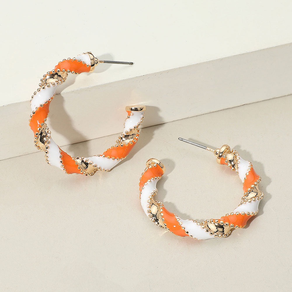 Playmaker Charm - Orange & White Earrings