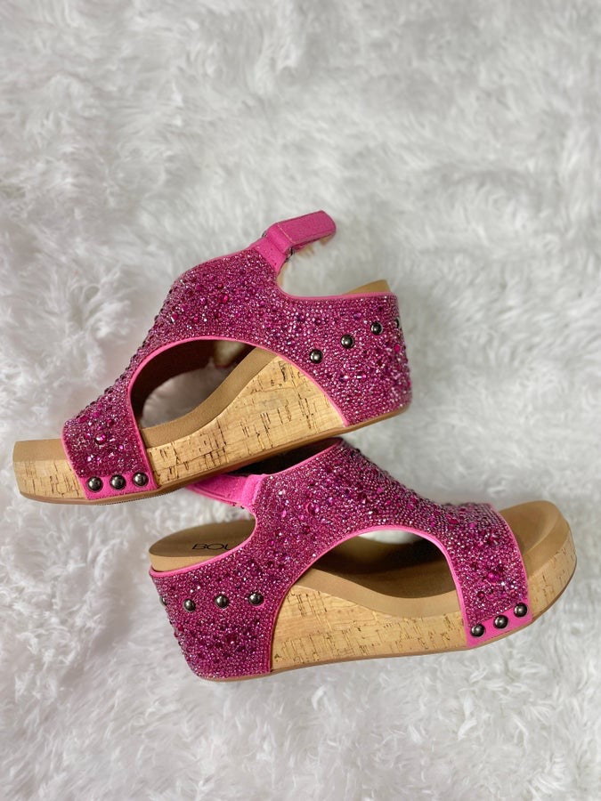 Corky's Ashley Wedge Sandal in Fuchsia Rhinestone