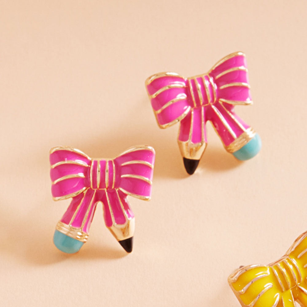 Extra Credit Cutie - Pink Earrings