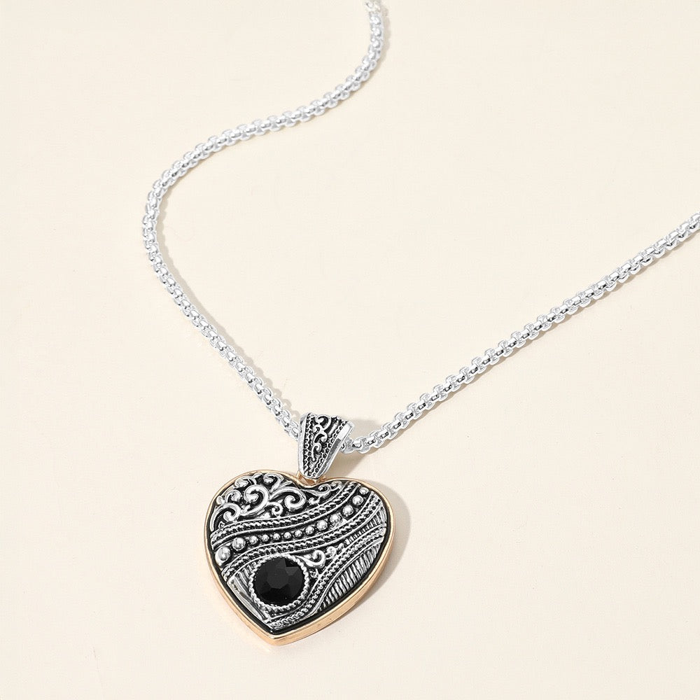 Hearts & Heritage - Black Two Tone Necklace