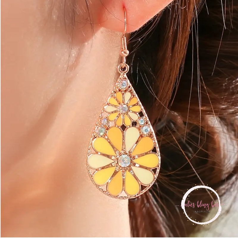Rustic Radiance - Yellow Earrings - Alies Bling Bar