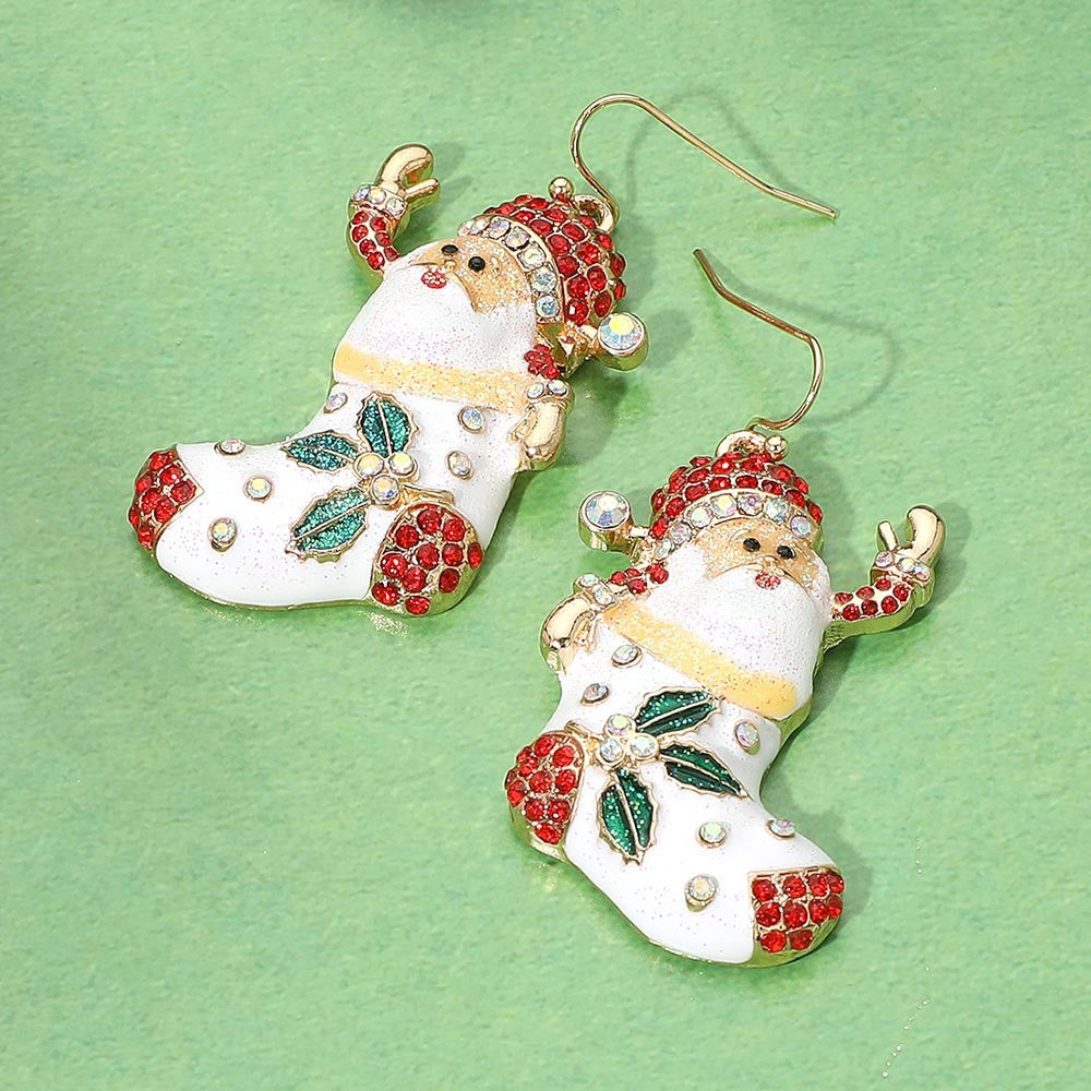 Santa Steps - Gold Multi Earrings
