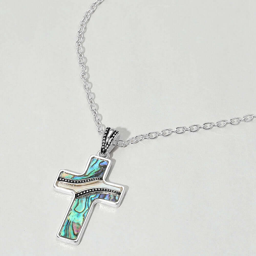 Darlene's Lead me to the Cross - Abalone Necklace - Alie's Boutique