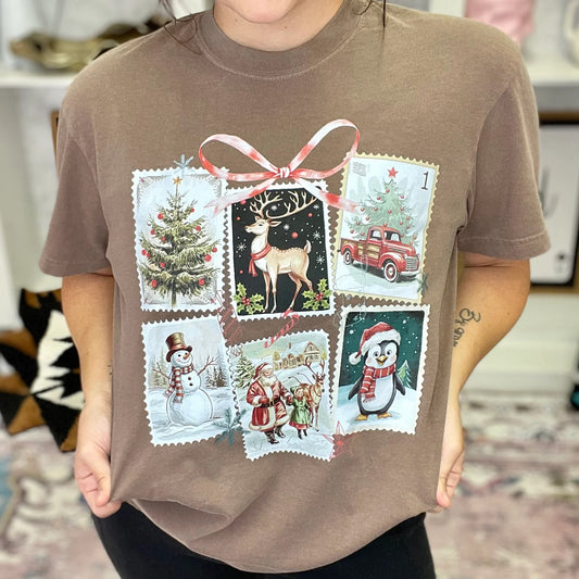 Vintage Christmas Stamps  Graphic Tee