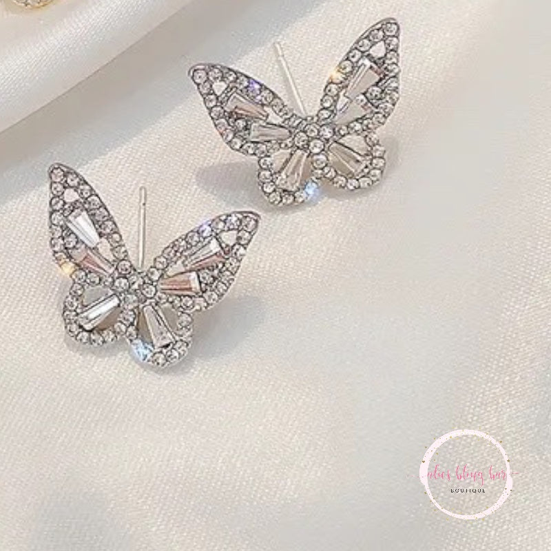 Flutter Bliss - Silver Stud Earrings - Alies Bling Bar