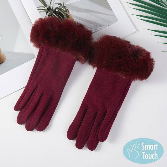 Frosted Kiss - Burgundy Smart Touch Gloves
