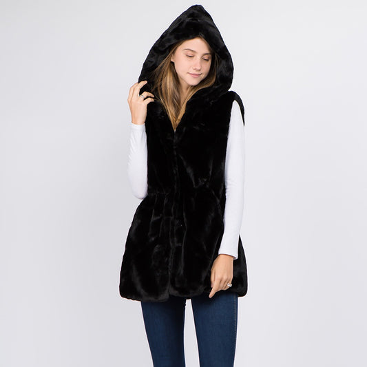 Winter's Muse - Black Faux Fur Vest