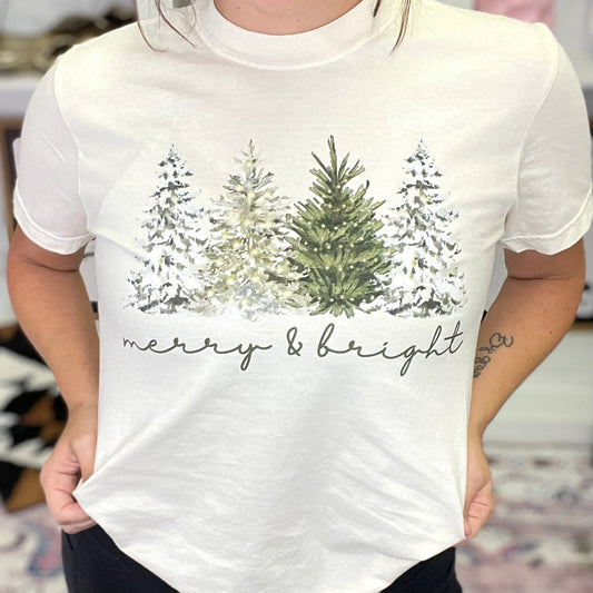 Merry & Bright Tree Graphic Tee