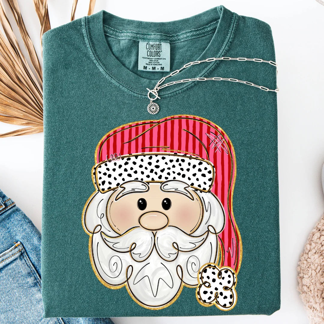 Pink and Red Santa Christmas Graphic Tee