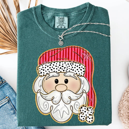 Pink and Red Santa Christmas Graphic Tee