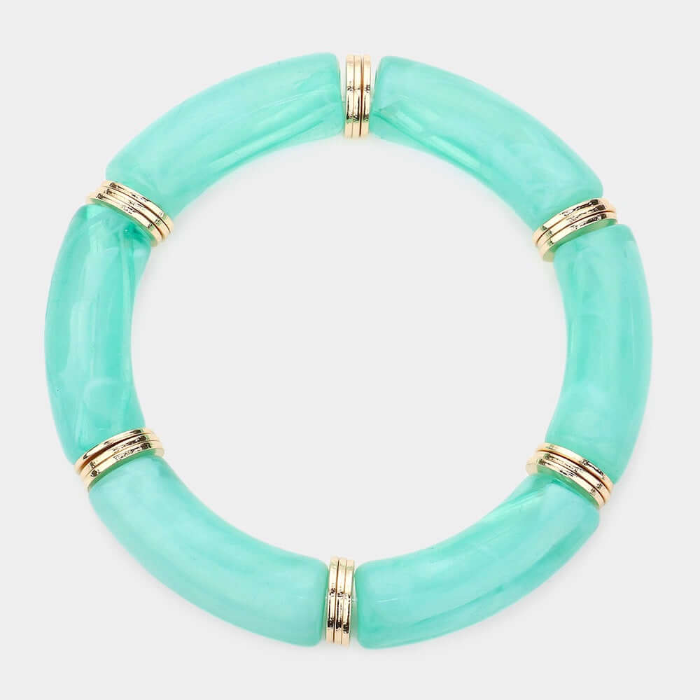 Luxe Rotation – Mint Natural Stone Accented Stretch Bracelet - Alie's Boutique