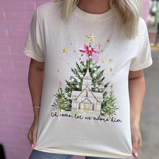 Oh, Come Let Us Adore Him Church Graphic Tee