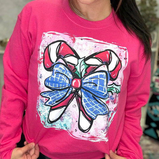 Cartoon Candy Cane Graphic Crewneck Sweatshirt