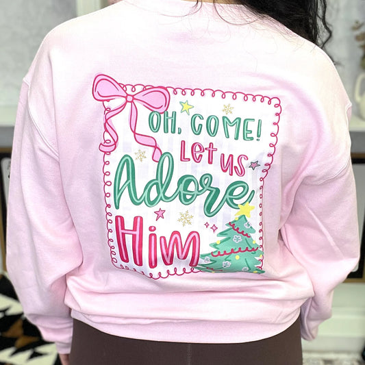 Adore Him Pink Graphic Crewneck Sweatshirt