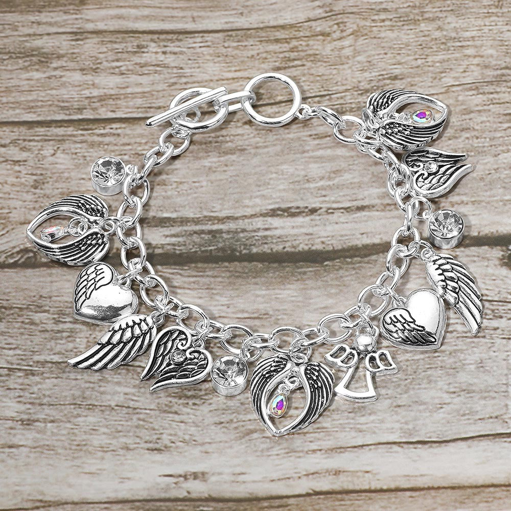 Heavenly Whispers - Silver Angel Wings Bracelet