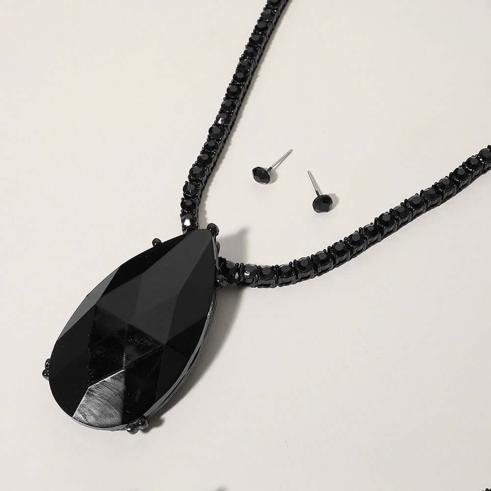 Tear Drop Triumph - Black Necklace - Alie's Boutique