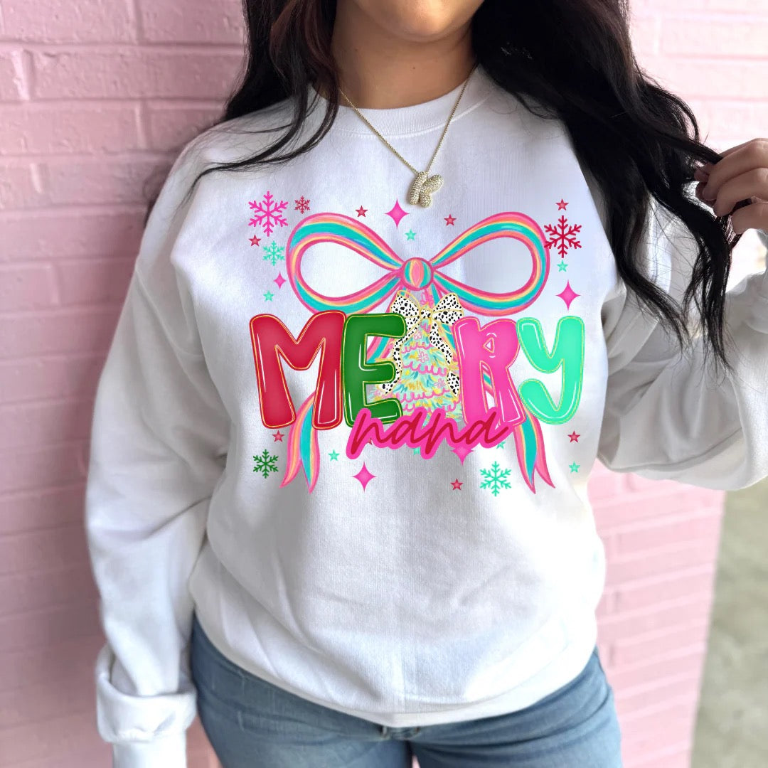 Merry Colorful (Custom Name) Graphic Crewneck Sweatshirt