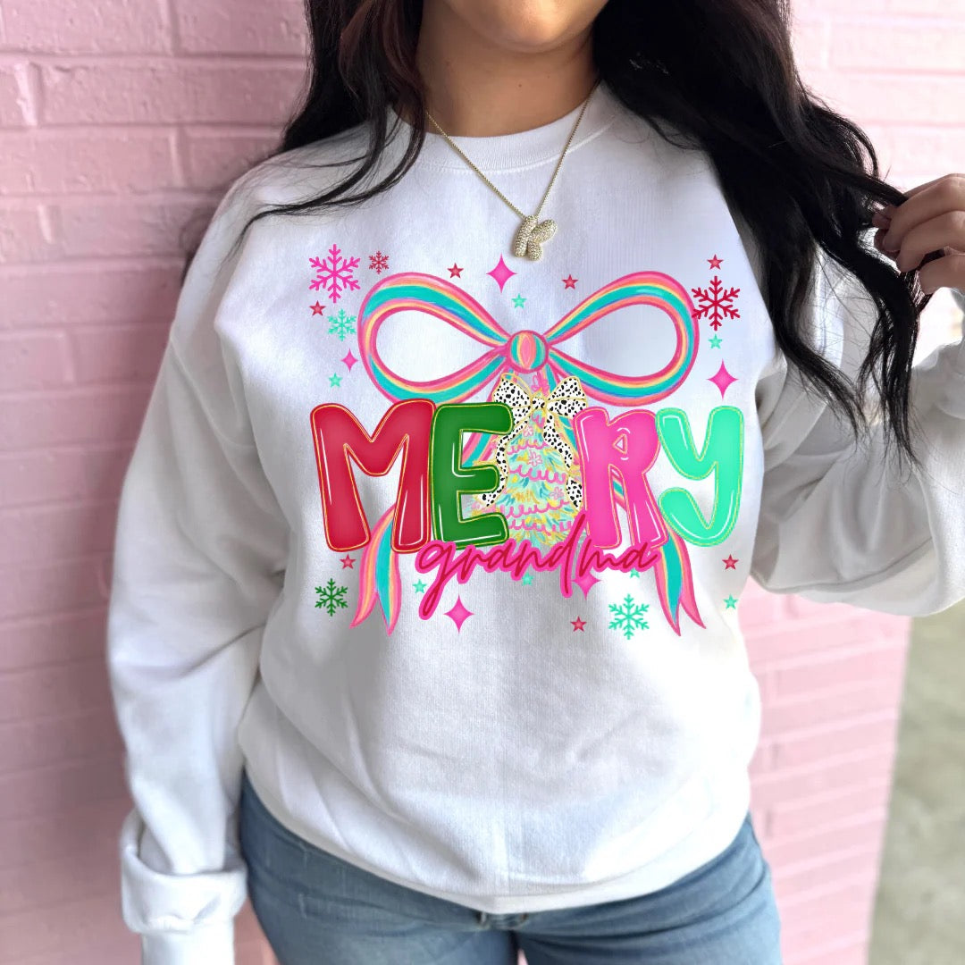 Merry Colorful (Custom Name) Graphic Crewneck Sweatshirt