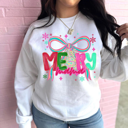 Merry Colorful (Custom Name) Graphic Crewneck Sweatshirt