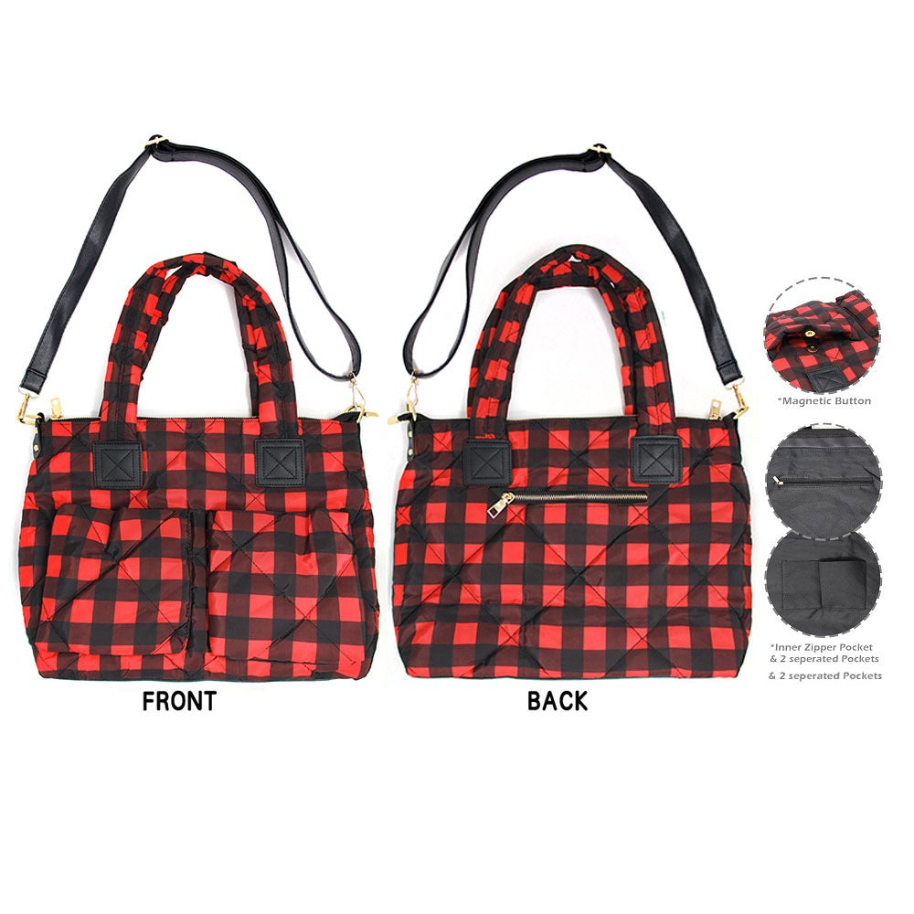 Catch Me If You Can - Red Buffalo Plaid Tote