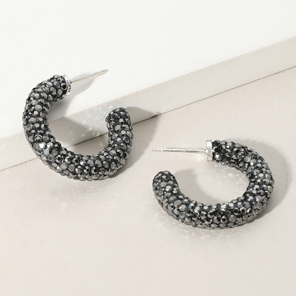 Light Within - Hematite Hoop Earrings