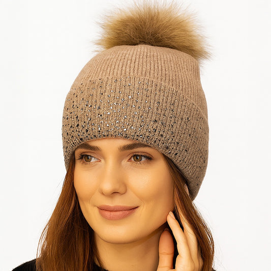 Glacial Glow - Chunky Knit Beanie – Brown