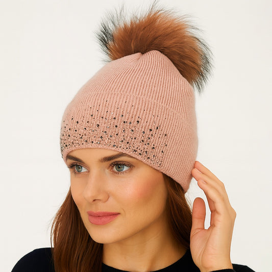 Glacial Glow - Chunky Knit Beanie – Pink