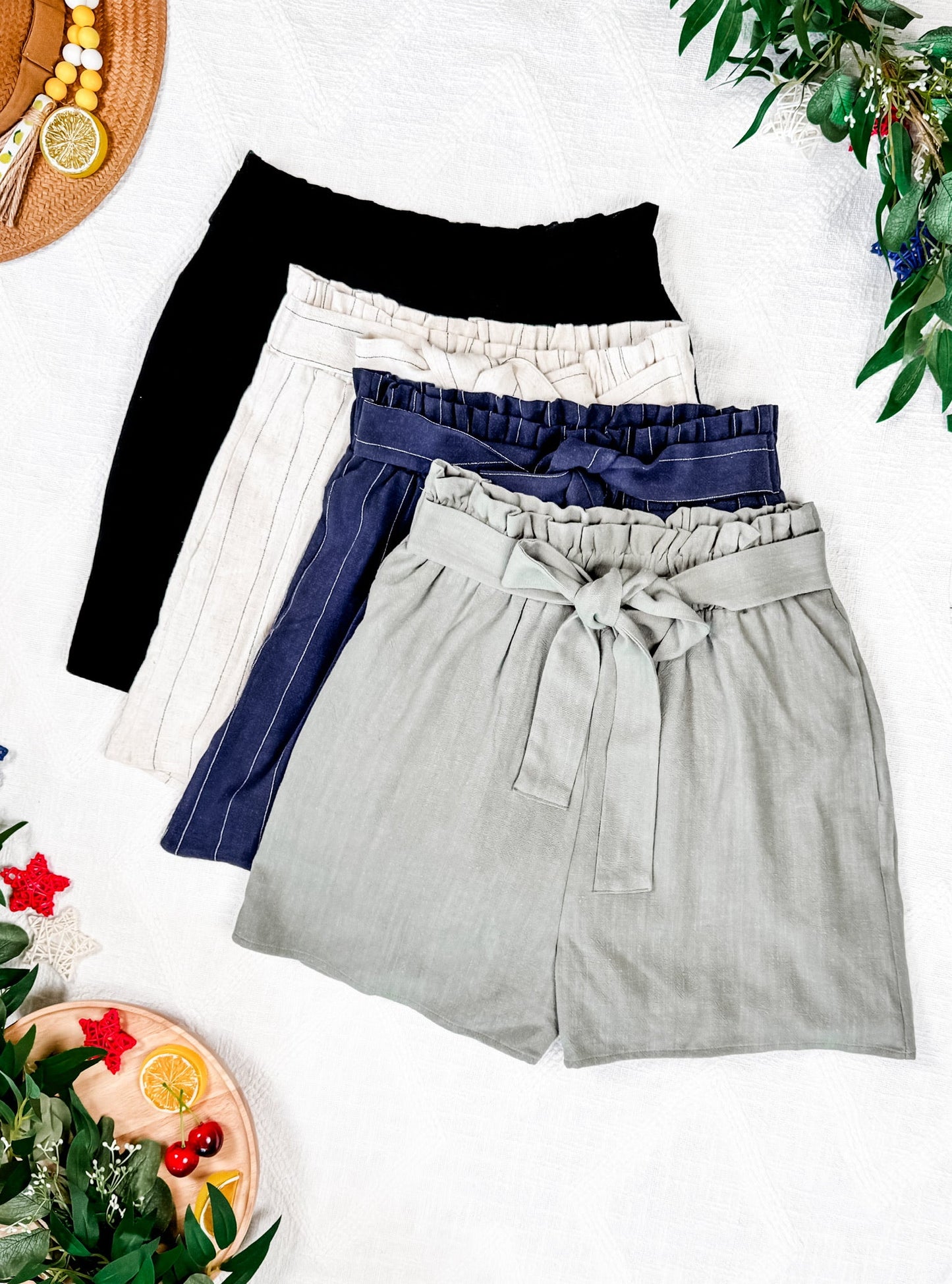 Libby Linen Shorts - Olive - Summer Sale