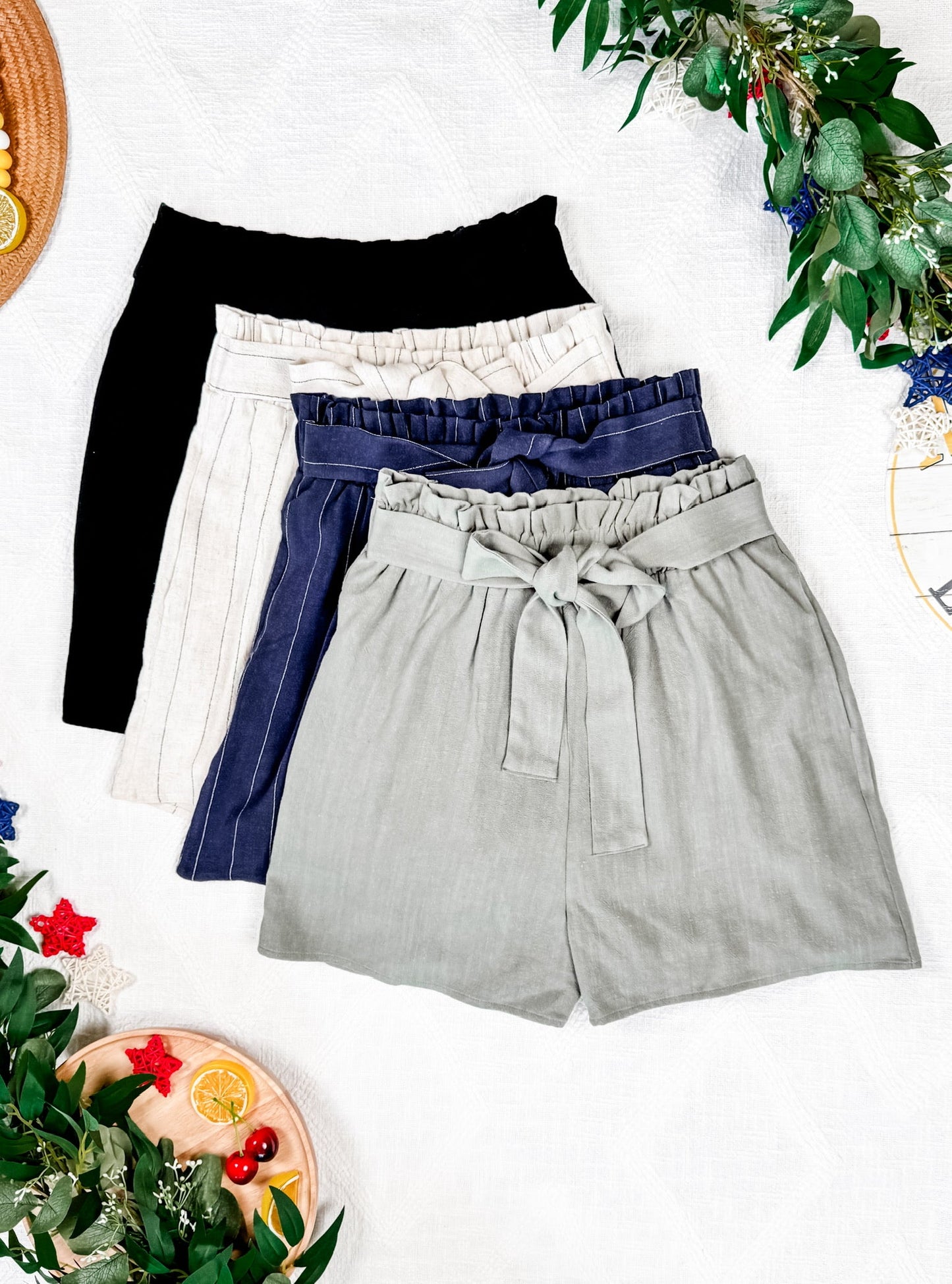 Libby Linen Shorts - Olive - Summer Sale