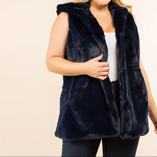 Winter's Muse - Navy Faux Fur Vest